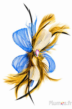 Gioiello gallo - su clip - blu-crema-giallo